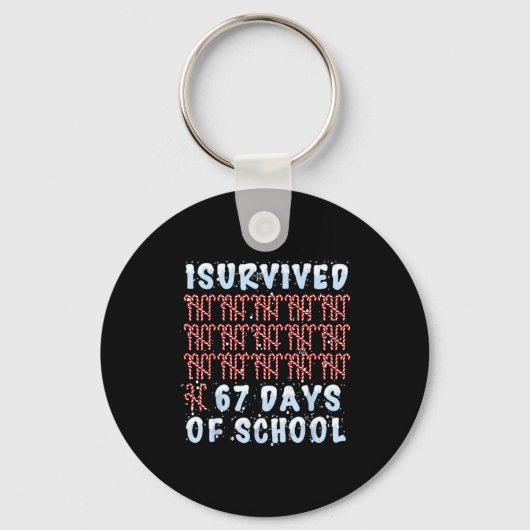 Porte-clés I Survived 67 Days Of School Xmas Candy Cane Tally (Recto)