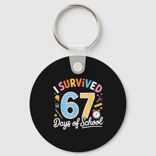 Porte-clés I Survived 67 Days School Funny Six Seven Meme Tea (Recto)