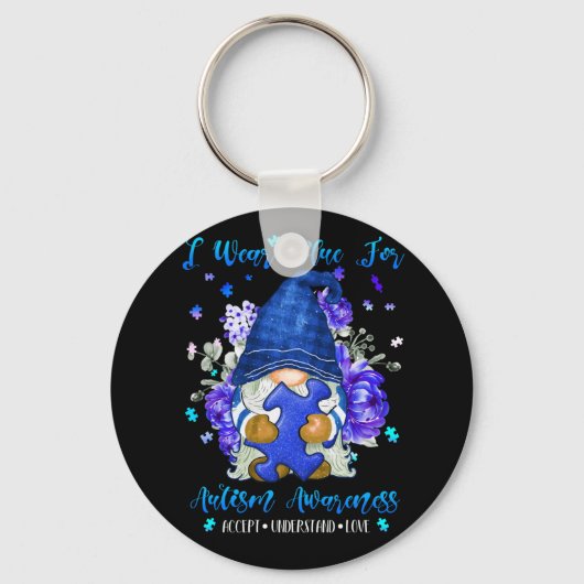 Porte-clés I Wear Blue for Autism Aware Accept (Recto)