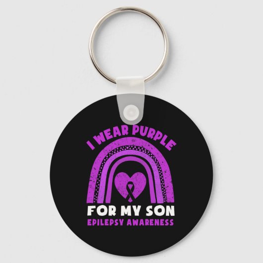 Porte-clés I Wear Purple For My Son Epilepsy Awareness Rainbo (Recto)