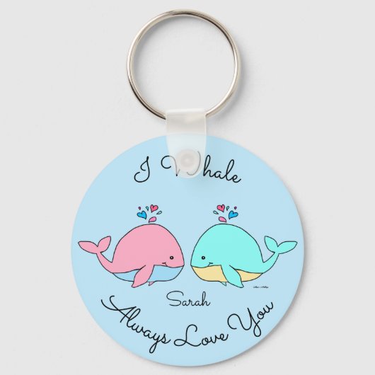 Porte-clés I Whale Toujours Vous Aimer Kawaii Blue (Recto)