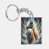 Porte-clés (IA générée) Jésus sur un ours polaire (Devant gauche)