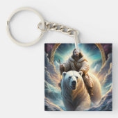 Porte-clés (IA générée) Jésus sur un ours polaire (Devant)