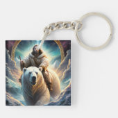 Porte-clés (IA générée) Jésus sur un ours polaire (Dos)