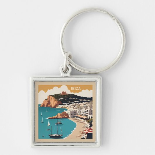 Porte-clés Ibiza, Espagne Affiche de voyage (Devant)