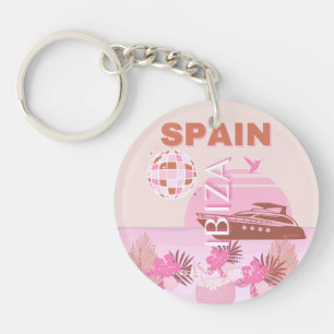 Porte-clés Ibiza, Espagne, Art Voyage, Art Preppy, Pastel