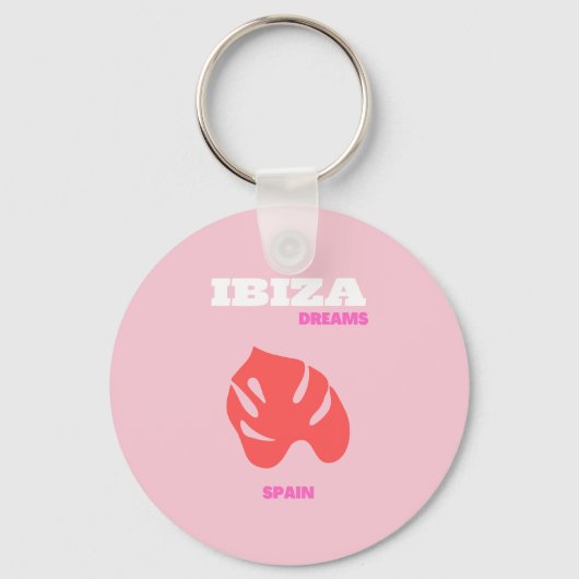 Porte-clés Ibiza, Espagne, Preppy, Salle Preppy, Rose (Recto)