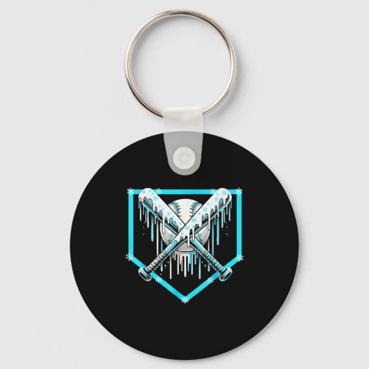 Porte-clés Ice Cream Baseball Drip Home Plate Bats Cool For B (Recto)