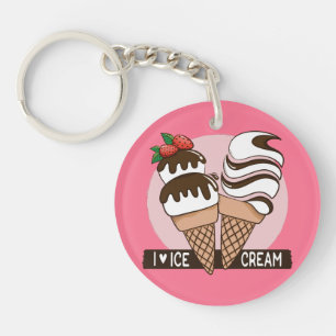 Porte-clés Ice Cream Lover texte et couleur personnalisés por