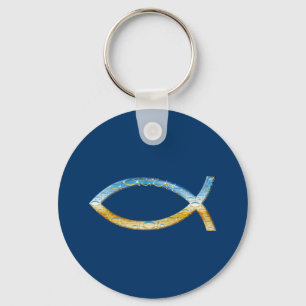Porte-clés Ichthus - Symbole de poisson chrétien Ciel & Terre