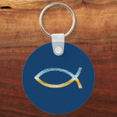 Porte-clés Ichthus - Symbole de poisson chrétien Ciel & Terre (Recto)