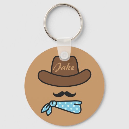 Porte-clés Icône Cowboy avec Mustache Porte - clé personnalis (Recto)