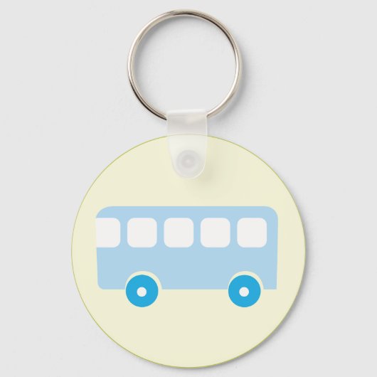 Porte-clés Icône de bus scolaire bleu pastel mignon (Recto)