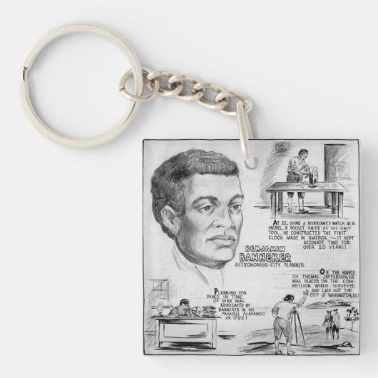 Porte-clés Icône de l'histoire noire : Benjamin Banneker, Sci (Devant)