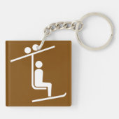 Porte-clés Icône de remontée mécanique de ski Rustique Symbol (Dos)