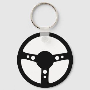 Porte-clés icône du volant de direction de course noire
