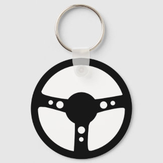Porte-clés icône du volant de direction de course noire
