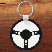 Porte-clés icône du volant de direction de course noire (Recto)