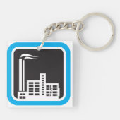 Porte-clés Icône d'usine industrielle avec cheminées (Dos)