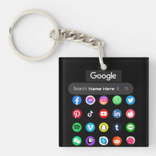 Porte-clés Icônes de médias sociaux tendance Google barre de 