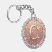 Porte-clés Idée cadeau initiale C monogramme style personnali (Devant gauche)