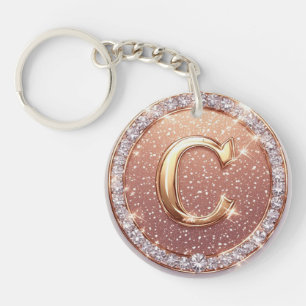 Porte-clés Idée cadeau initiale C monogramme style personnali