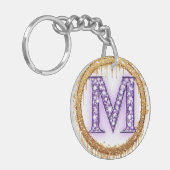 Porte-clés Idée de cadeau de mariage Orné Monogramme M (Devant gauche)