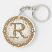 Porte-clés Idée de cadeau initiale R monogramme perle de mari (Dos)