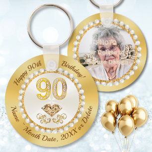 Porte-clés Idée de cadeau photo personnalisé pour 90e anniver