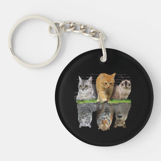 Porte-clés Idée de design de cadeau avec réflexion de chat am (Devant)