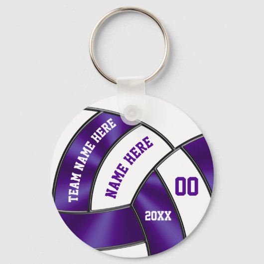 Porte-clés Idées cadeaux de volley-ball violet et blanc pour  (Recto)