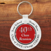 Porte-clés Idées de réunion de classe 40e rouge, blanc et noi (Verso)