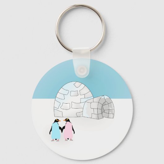 Porte-clés Igloo avec pingouins colorés (Recto)