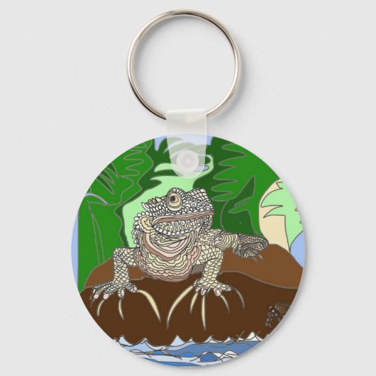 Porte-clés Iguane sur un rocher (Recto)