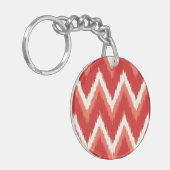 Porte-clés Ikat Chevron Stripes - Rust Orange et Blanc (Devant gauche)