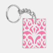 Porte-clés Ikat damask motif - Fluorescent rose (Devant gauche)