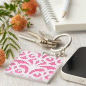 Porte-clés Ikat damask motif - Fluorescent rose (Devant Droit)