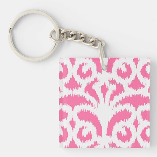 Porte-clés Ikat damask motif - Fluorescent rose (Devant)