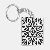 Porte-clés Ikat damask pattern - noir et blanc (Devant gauche)