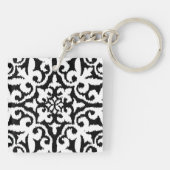 Porte-clés Ikat damask pattern - noir et blanc (Dos)