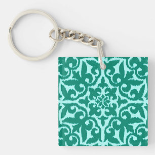 Porte-clés Ikat damask pattern - Turquoise et Aqua