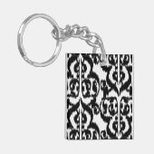 Porte-clés Ikat Moorish Damask - noir et blanc (Devant gauche)