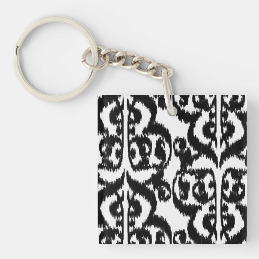 Porte-clés Ikat Moorish Damask - noir et blanc (Devant)