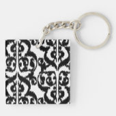 Porte-clés Ikat Moorish Damask - noir et blanc (Dos)