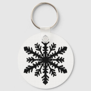 Porte-clés Ikat Snowflake - Blanc et noir