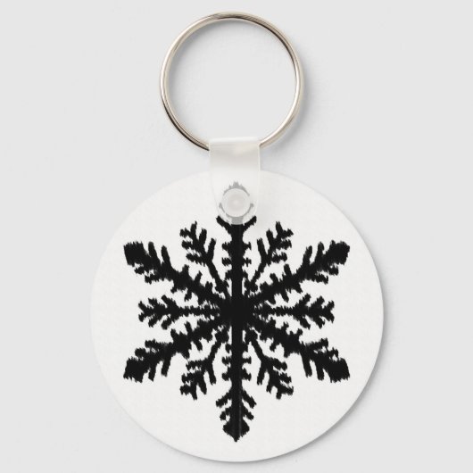 Porte-clés Ikat Snowflake - Blanc et noir (Recto)