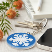 Porte-clés Ikat Snowflake - Cobalt bleu et blanc (Devant droit)