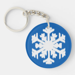Porte-clés Ikat Snowflake - Cobalt bleu et blanc