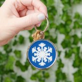 Porte-clés Ikat Snowflake - Cobalt bleu et blanc (Main)