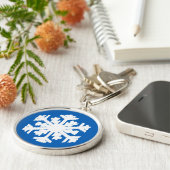 Porte-clés Ikat Snowflake - Cobalt bleu et blanc (Côté)
